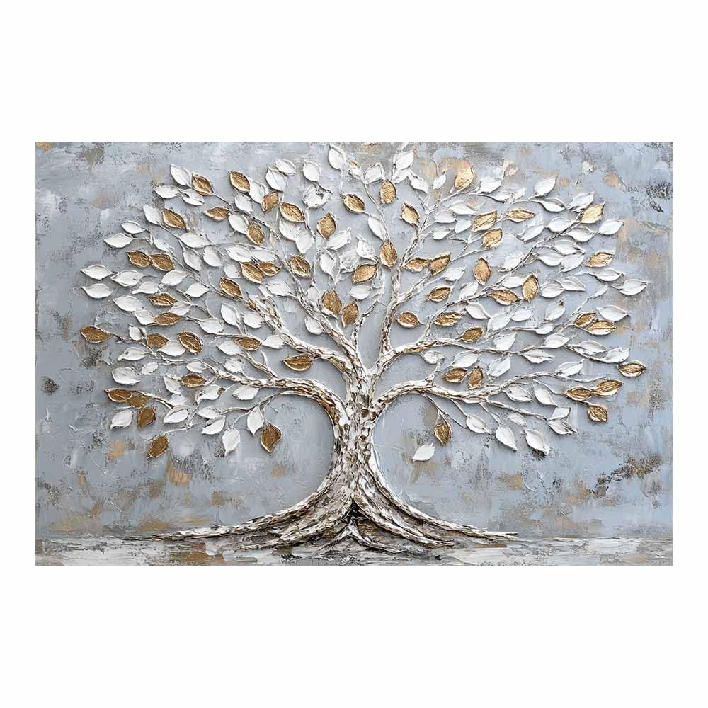ZAMAEIU Tree of life wall decor Branch-adorned tree On Canvas Prints Poster Pictures for Living Room Bedroom Home Office Wall Decoration(white)-80x120cm Unframed