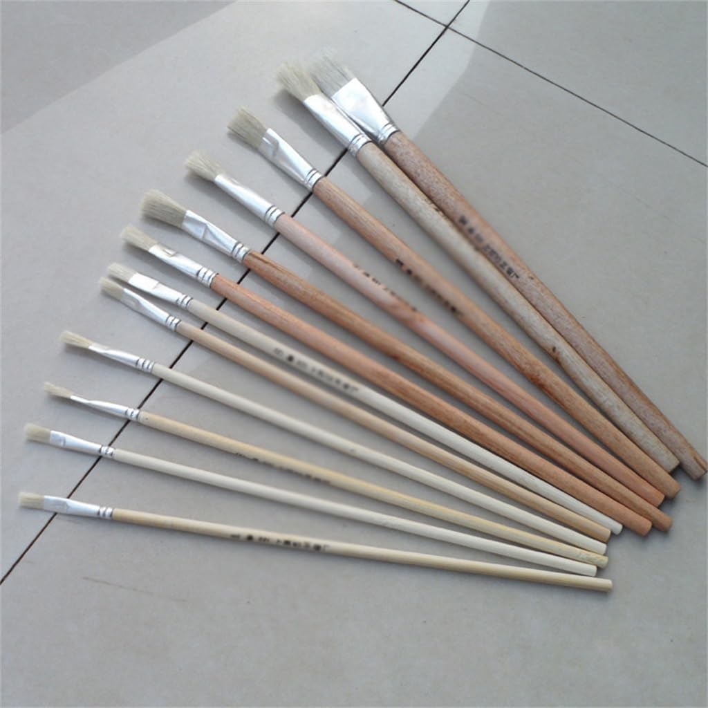 White Pole Oil Paintbrush Line 1-12 Bristle Set