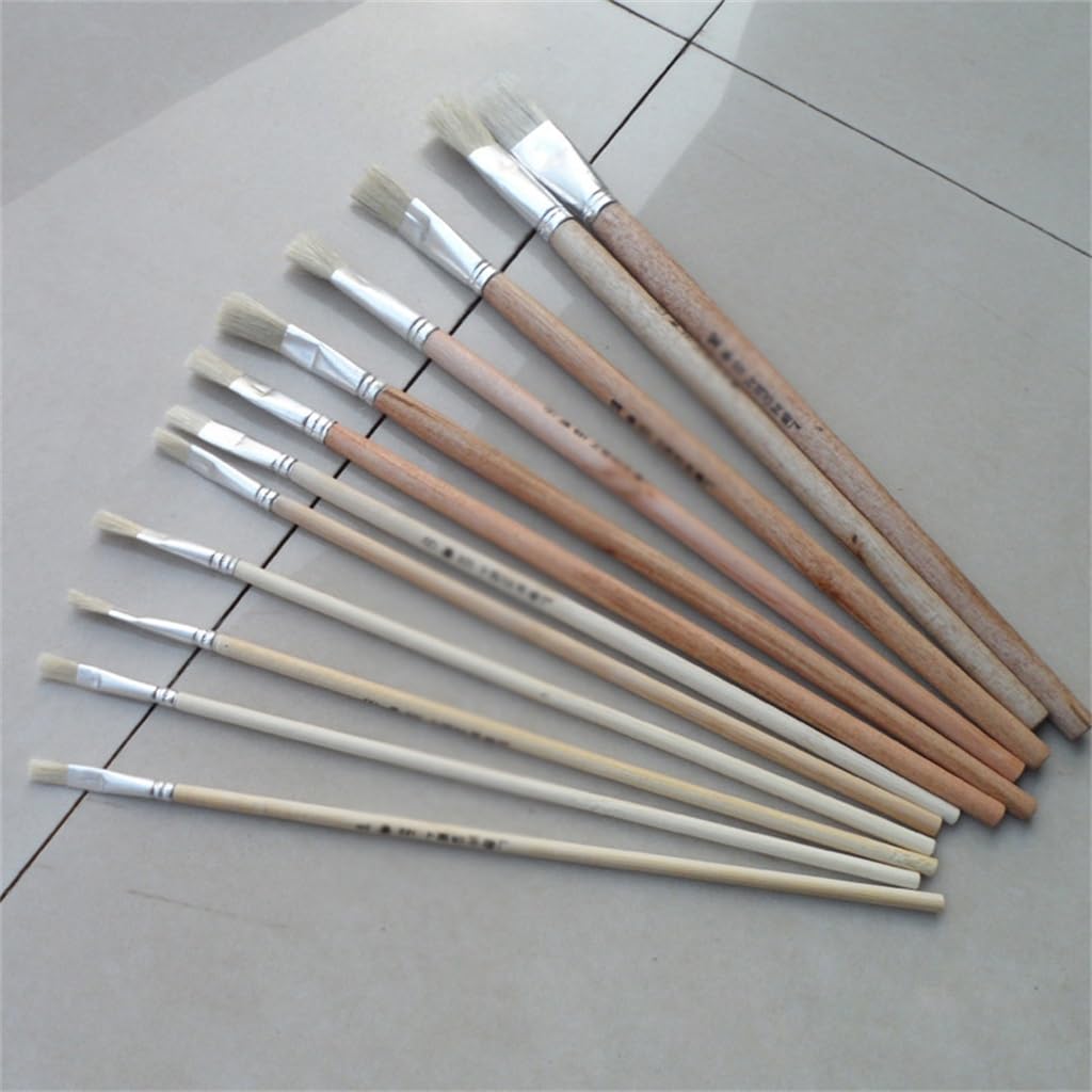 XBTGS White Pole Oil Paintbrush White Pole Line 1-12 Line Setole Oil Paintbrush Set, Log Color-As Show, Log Color-As Show-As Show