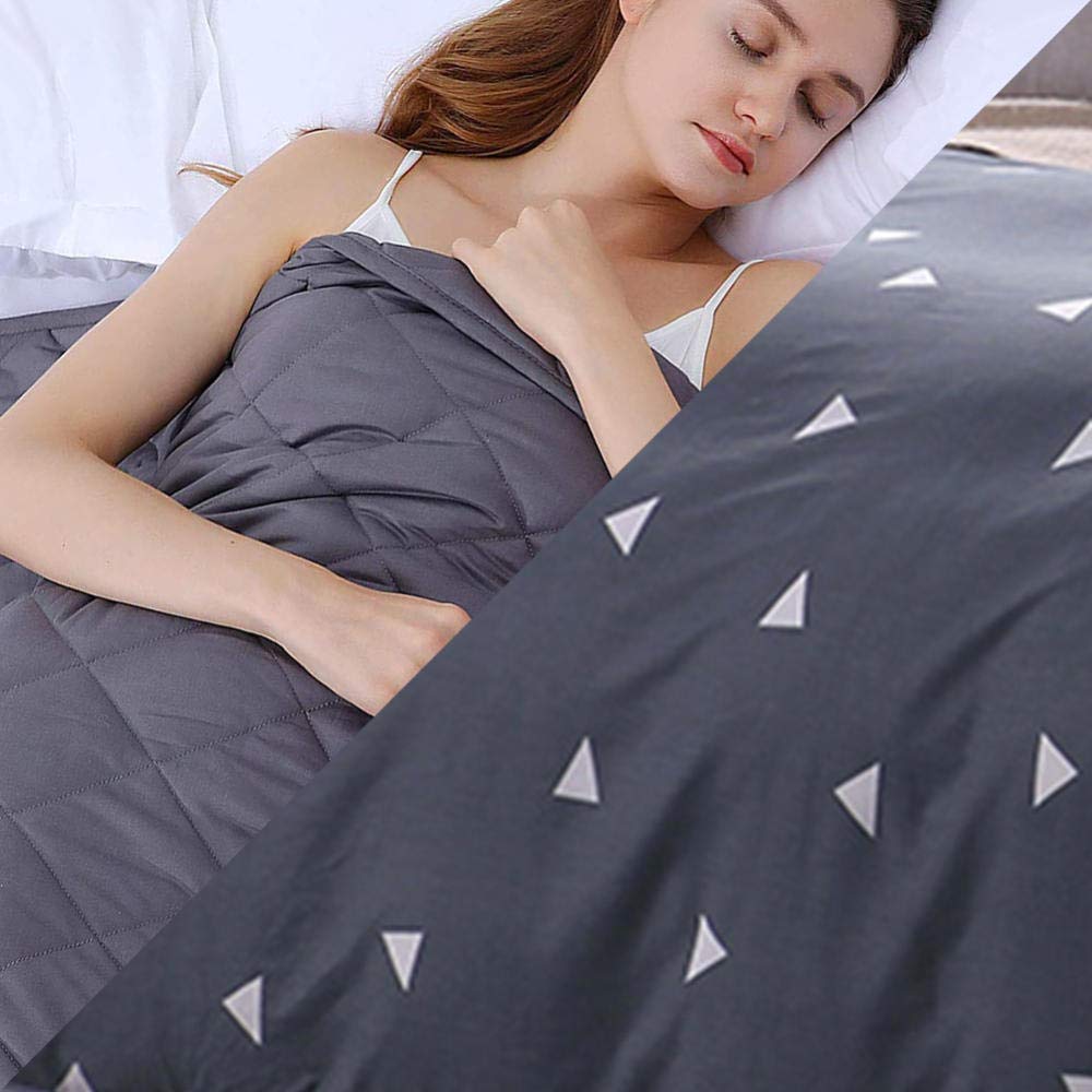 Weighted Anxiety Blanket with Cover,15lb Blanket Weighted for Body Weight 140-190lb for Adults Autism,152x203cm,Blue