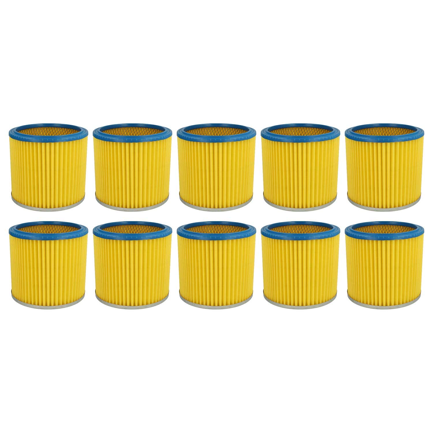 vhbw 10x filtro a pieghe piatte compatibile con Einhell YPL - SM 1400, YPL N.G. 1250 aspiratore - blu/giallo
