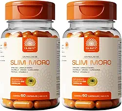 Slim Moro Cápsulas Ca.nuts | 60 Cápsulas | Extrato de Laranja Moro + Spirulina + Chlorella + Cromo + Curcumina + Própolis + Vitamina C (2 Potes)