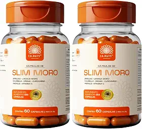 Slim Moro Cápsulas Ca.nuts | 60 Cápsulas | Extrato de Laranja Moro + Spirulina + Chlorella + Cromo + Curcumina + Própolis + Vitamina C (2 Potes)