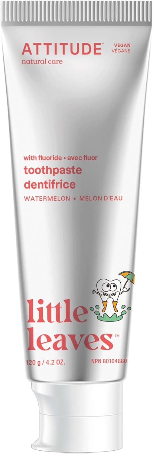 Product image of ATTITUDE Toothpaste with Fluoride, Prevents Tooth Decay and Cavities, Vegan, Cruelty-Free and Sugar-Free, Watermelon, 4.2 Oz