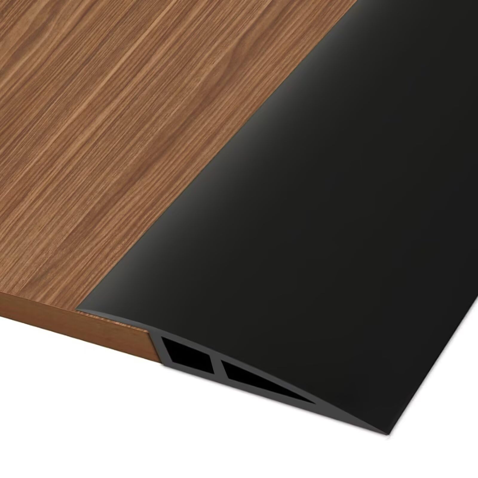 Hengrongshen Floor Transition Strip, Vinyl Door Threshold Strip Self Adhesive Threshold Flooring Transition for Laminate Doorway Edge Threshold Height Difference from 5 to 10mm (Black, 3.0M)