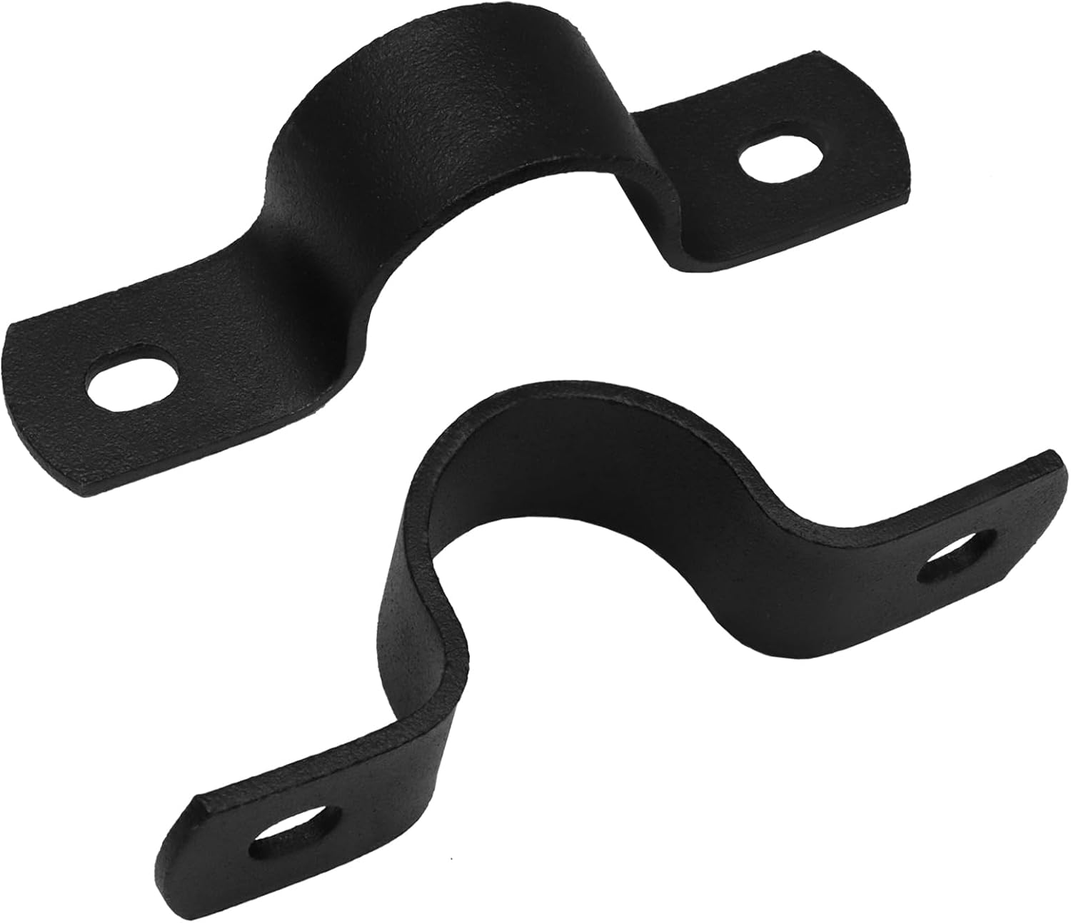 Hordion 12Pcs DN20 Pipe Strap Metal Pipe Clamps, Black Rigid Pipe Strap | 2 Hole U Bracket for Pipe Plumbing System