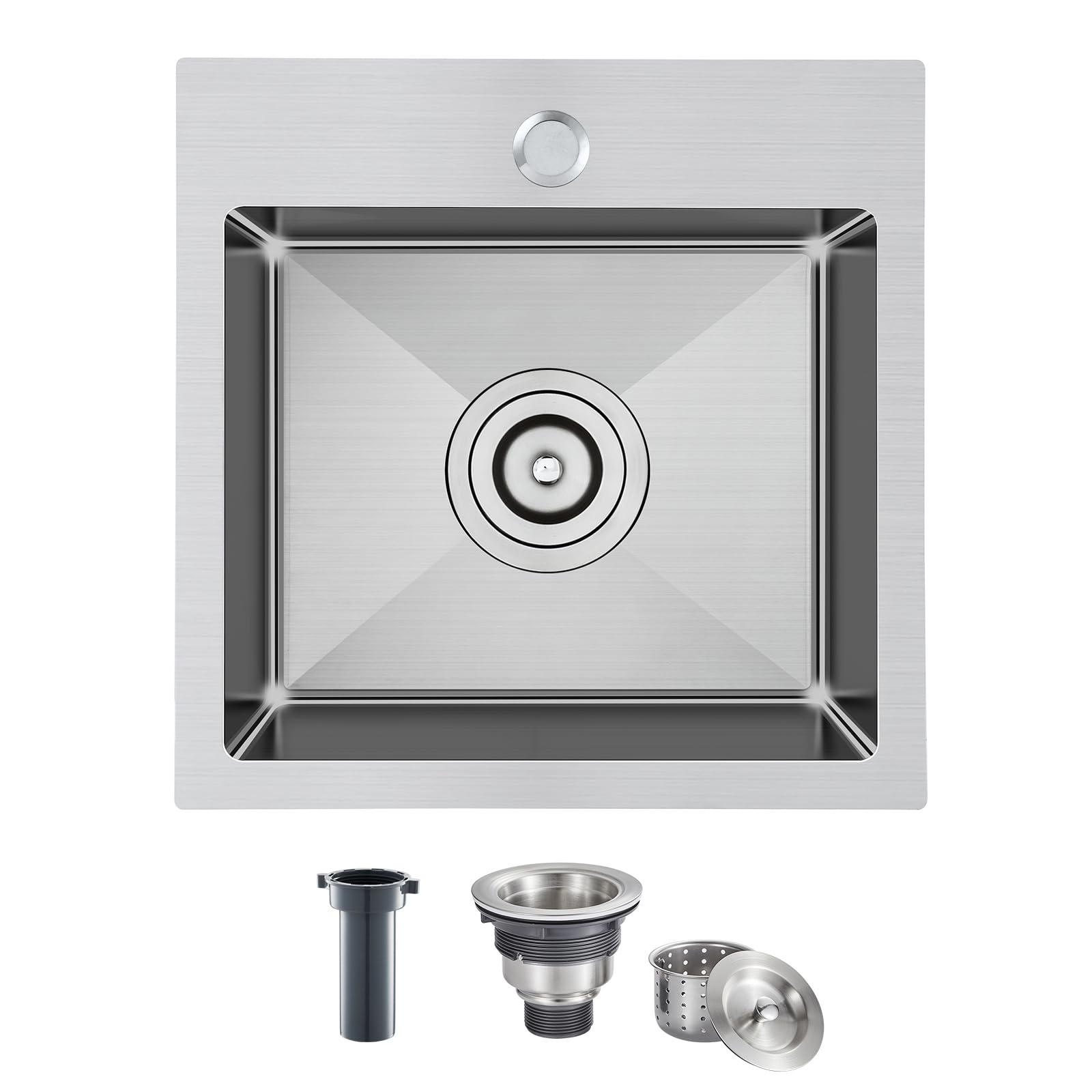 ROVATE 15 inch Drop in Bar Sink, Small Topmount Kitchen Sink Single