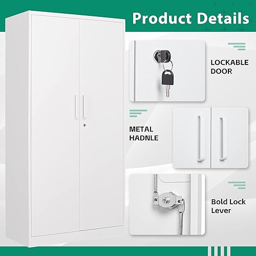 Miniatura 6 de Letaya Gabinete de casillero de metal, armarios de almacenamiento de acero con puerta con cerradura, guardarropa independiente para ropa de oficina,