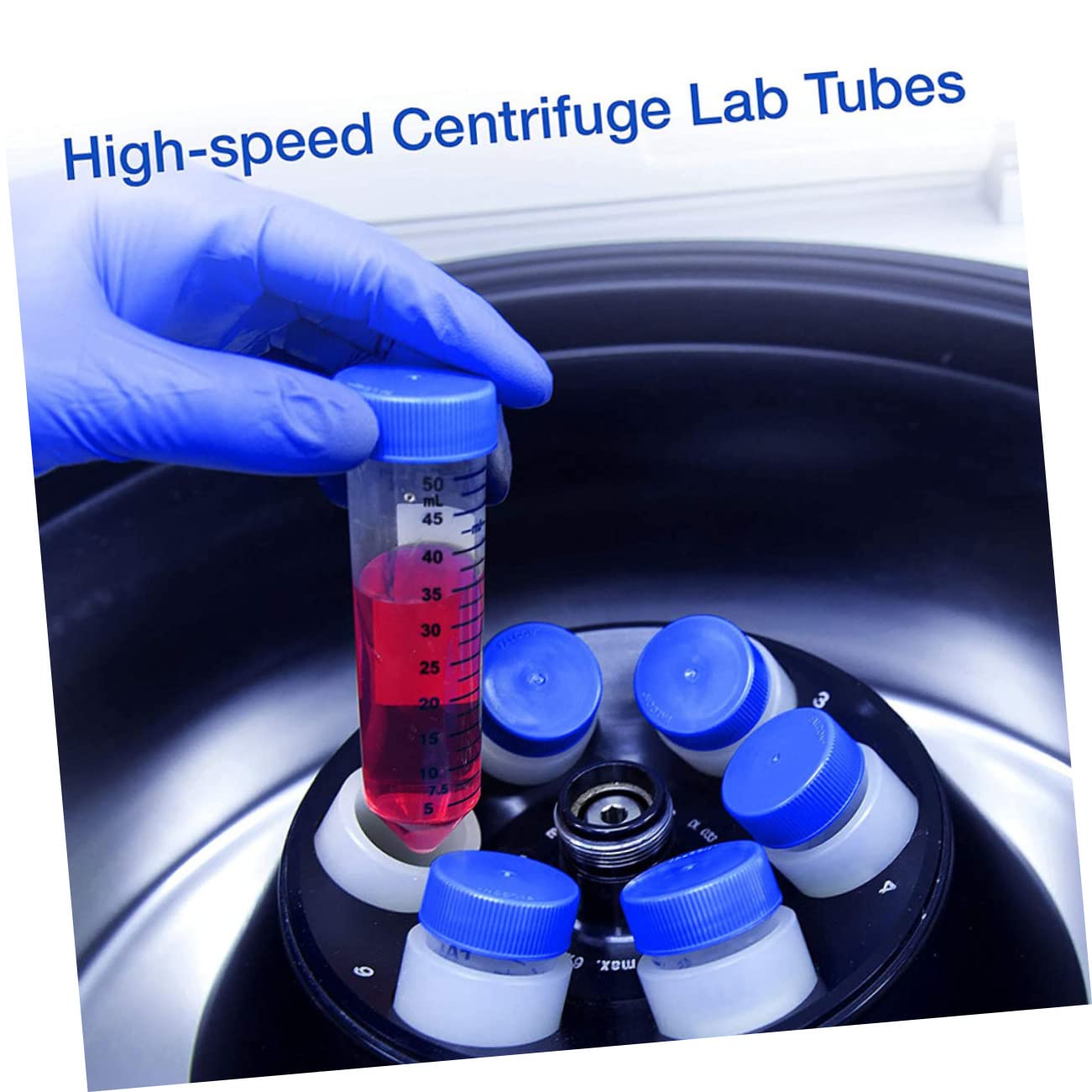 Ciieeo Provette Centrifuga 50ml con Fondo Conico, Plastico Blu, 50 Pezzi