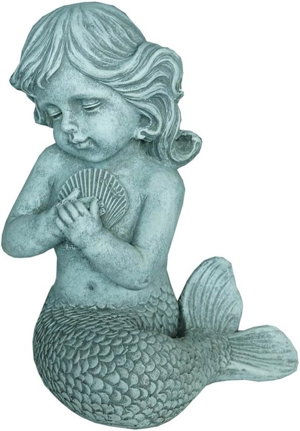 Hi-Line Gift Ltd Mermaid Kneeling with Shell Statue