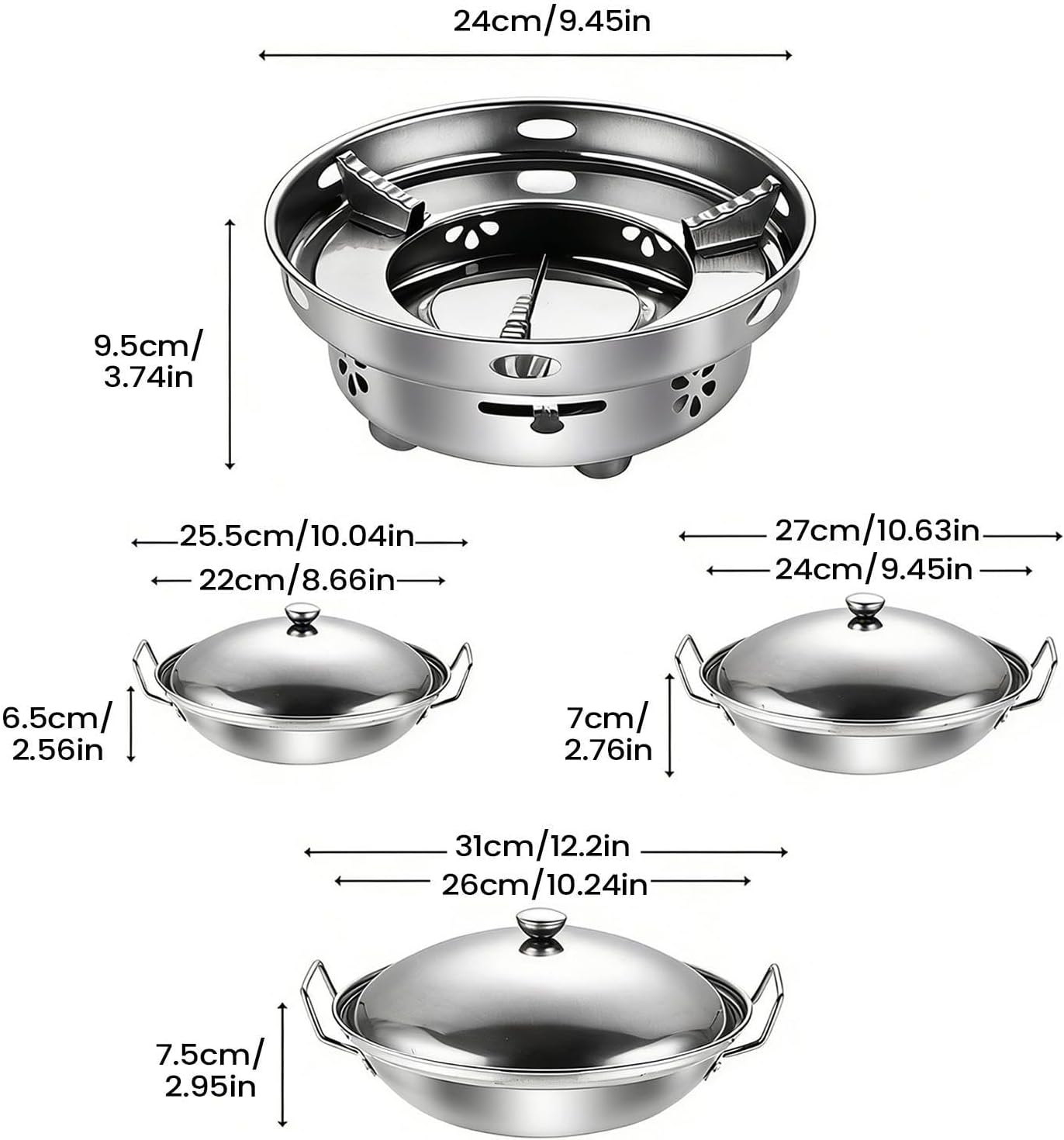 Camping Cookware - Lightweight Hot Pot Alcohol Stove, 26CM Stainless Steel Utensils with Portable Design, Outdoor Cooking Set, Hiking Backpacking Gear, Survival Picnic Kit for Men Women