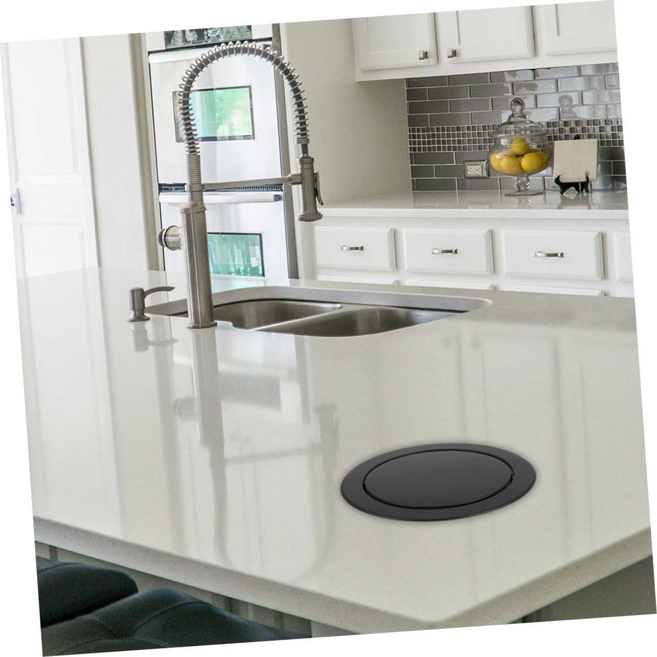 PRETYZOOM Tapa Empotrada Integración sin Costuras de Acero Inoxidable Diseño Simple y Elegante para Cubos de Basura de Cocina y Baño para Espacios Domésticos