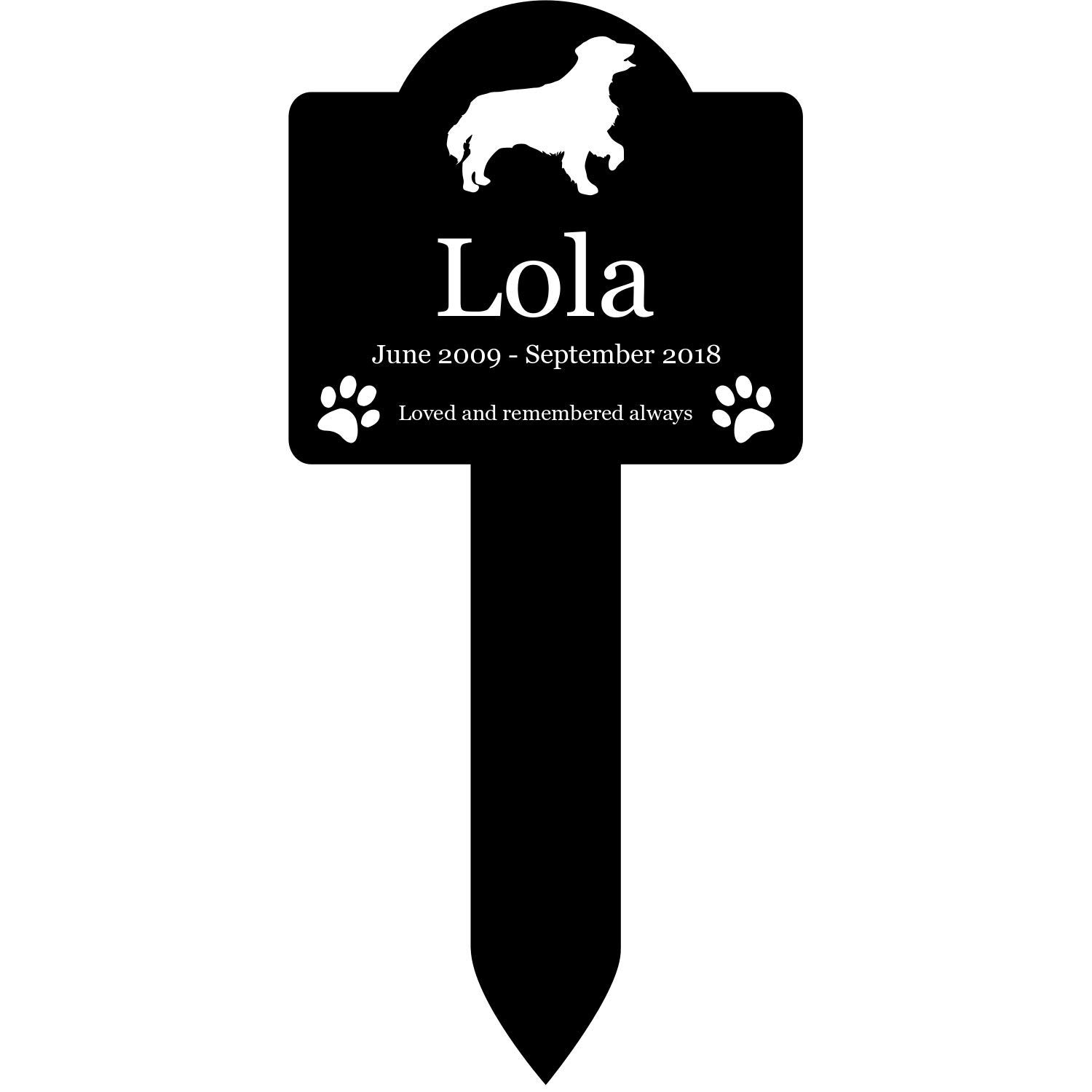 Origin Personalised Dog Memorial Plaque Stake in Black - Outdoor Garden Waterproof (Golden Retriever)