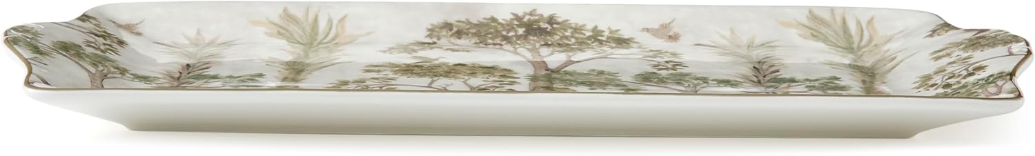 Spode Kit Kemp 12" Tall Trees Serving Tray | Enchanted Forest Design | Porcelain | Dishwasher and Microwave Safe | Ideal for Salad, Snacks, and Appetizers | Home & Gathering Use