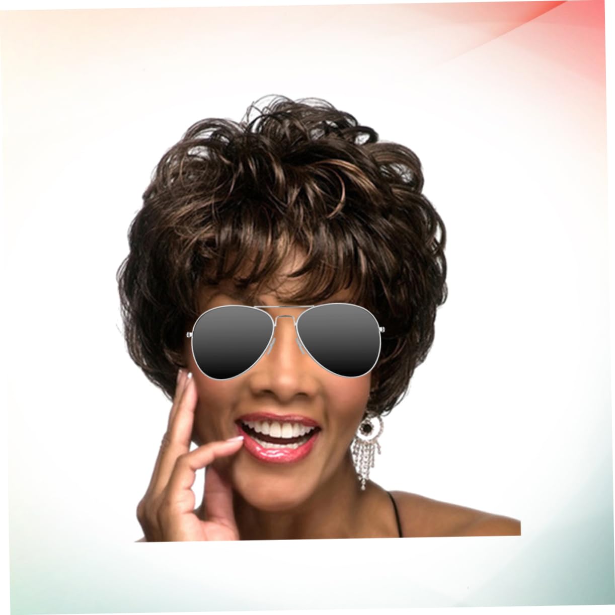 FOMIYES 2stücke Kurze Lockenperücke Für Damen Schwarz-braun Für Karneval Und Maskerade Mit Schrägem Lebensechtes Design Für Cosplay Und Besondere Anlässe
