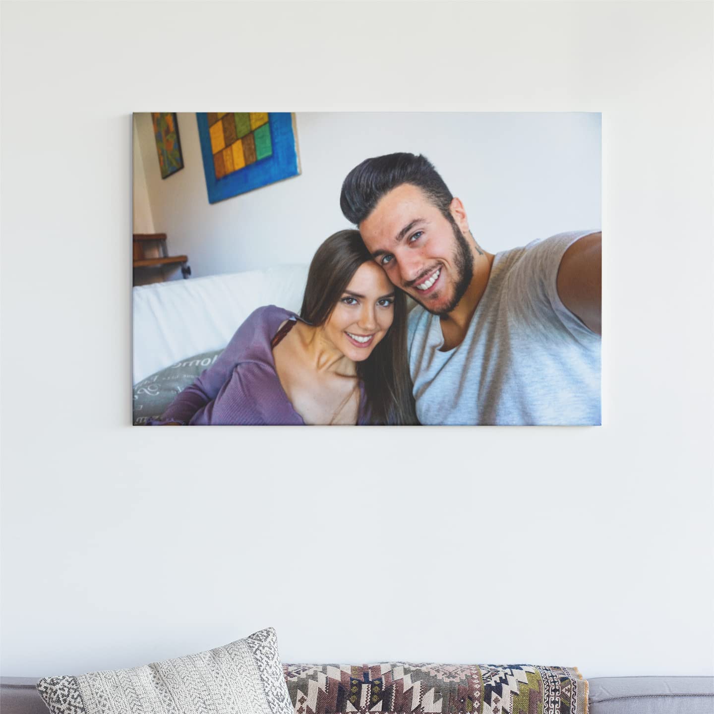 Genérico Lienzo Personalizado con Foto y Texto Cuadro Impresión Sobre Lienzo con Bastidor Madera (100 x 80)