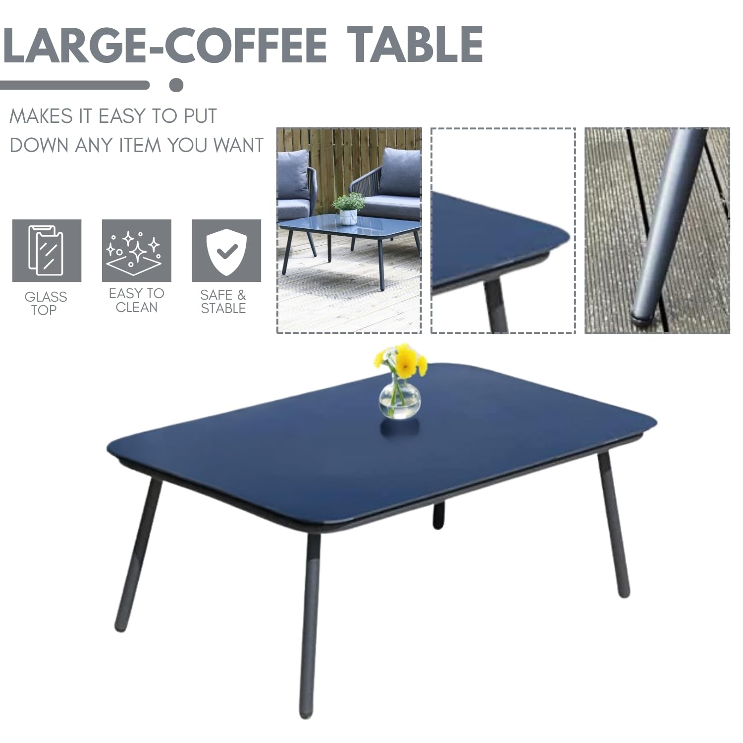 Mymigos 4 Seater Sofa Outdoor Conversation Patio Garden Rope Furniture Set with Cushion and Center Table for Garden, Balcony, Poolside (Grey) 3