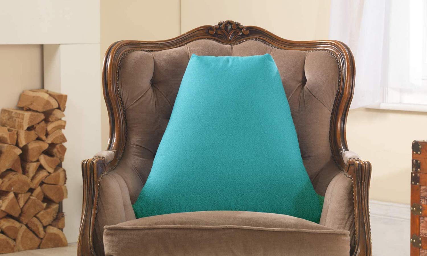Lancashire Textiles Limited Manufacturers of quilts, pillows and homewares | Soft Suede Magnetic Therapy Lumbar Support Triangle Cushion (Aqua)