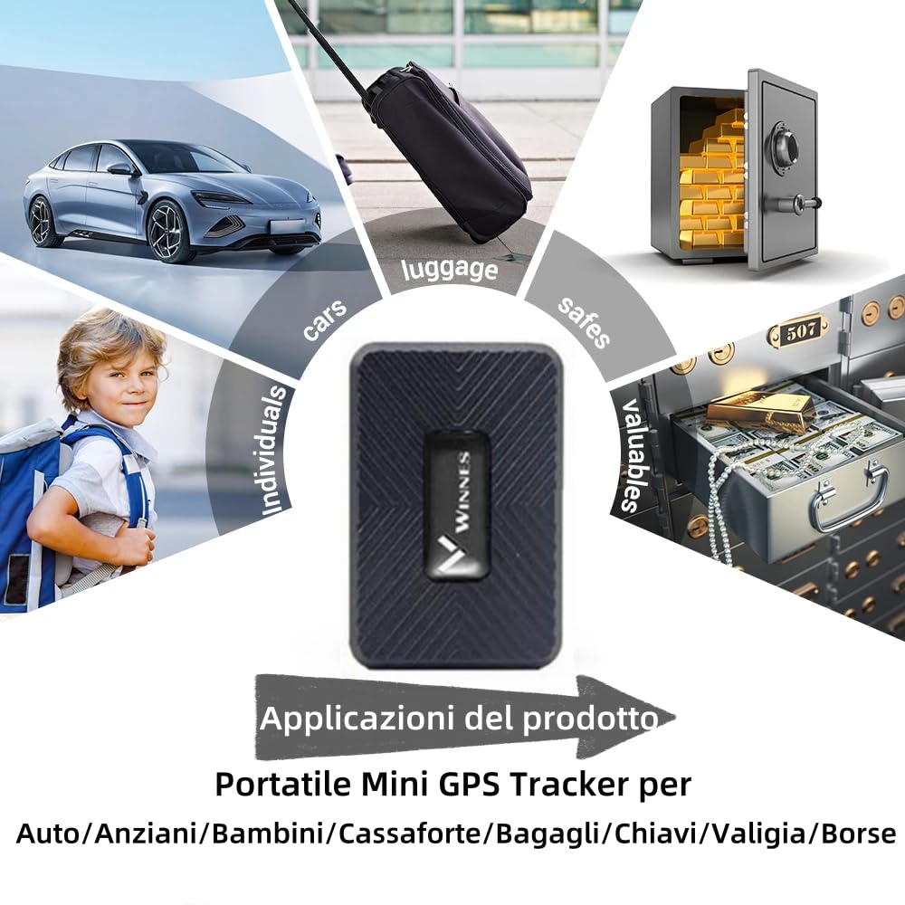 Winnes TK913 Mini localisateur GPS portable avec géoclôture magnétique anti-perte, 1500 mAh, localisateur satellite en direct pour voiture/moto/enfants, application et plate-forme gratuites