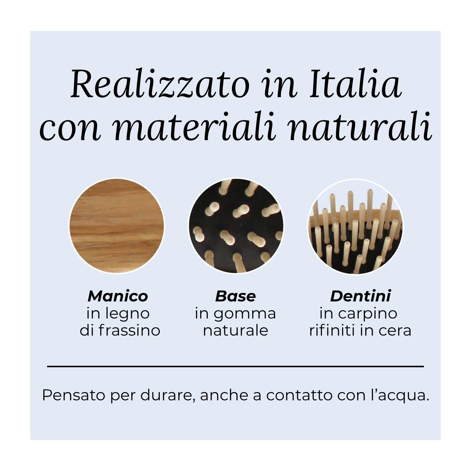 TEK – Spazzola Rettangolare con Denti Lunghi in Legno di Frassino FSC®, Fatta a Mano in Italia – Ideale per Capelli Lunghi, Molto Lunghi, Lisci e Folti – Districante e Massaggiante