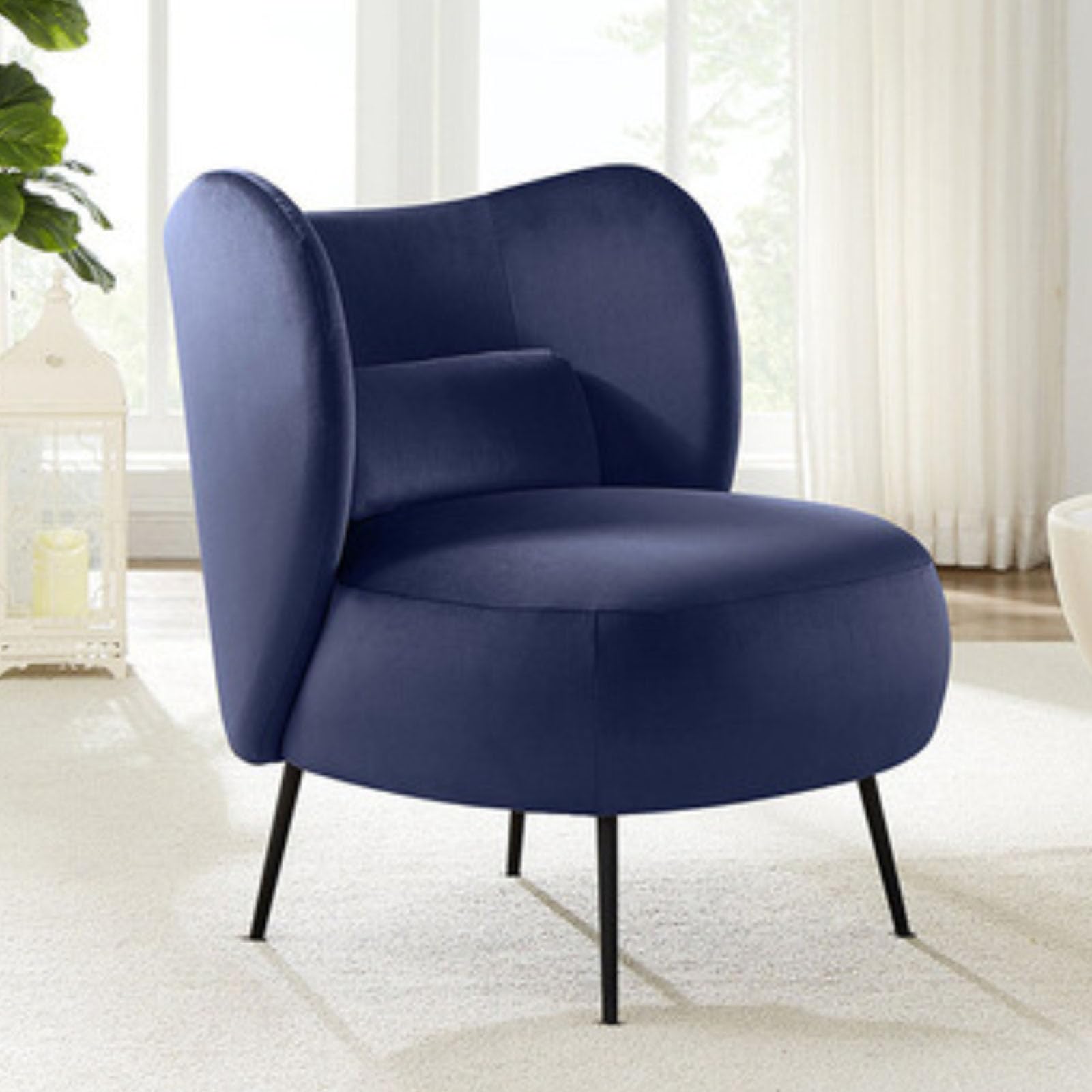 WEIDPHL Modern Accent Chair, Lambskin/Flannel Wool Like Fabric Curved Back  Shelter Arms Chair, Single Sofa Chair Lounge Chair Slipper Chair