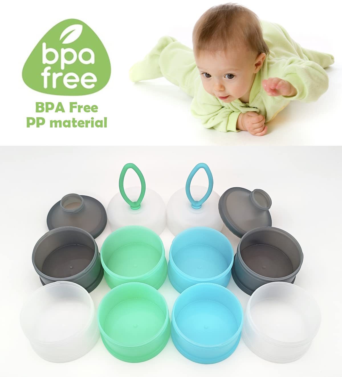 LADISO Baby Formula Dispenser, Formula Container, Portable Milk Powder Dispenser Container, Baby Feeding Travel Storage Container, Non-Spill Stackable Baby Snack Storage Container, BPA Free, 2 Packs : Baby