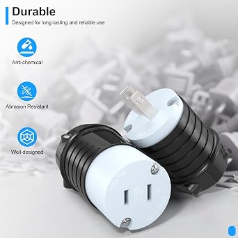 Female Plug End Replacement 2-Prong Cord Cap Extension Cord Repair End NEMA 1-15R 2-Wire Female Electrical Plug 120V 15A Non-Grounding Connector Commercial Grade ETL Listed 2-Pack