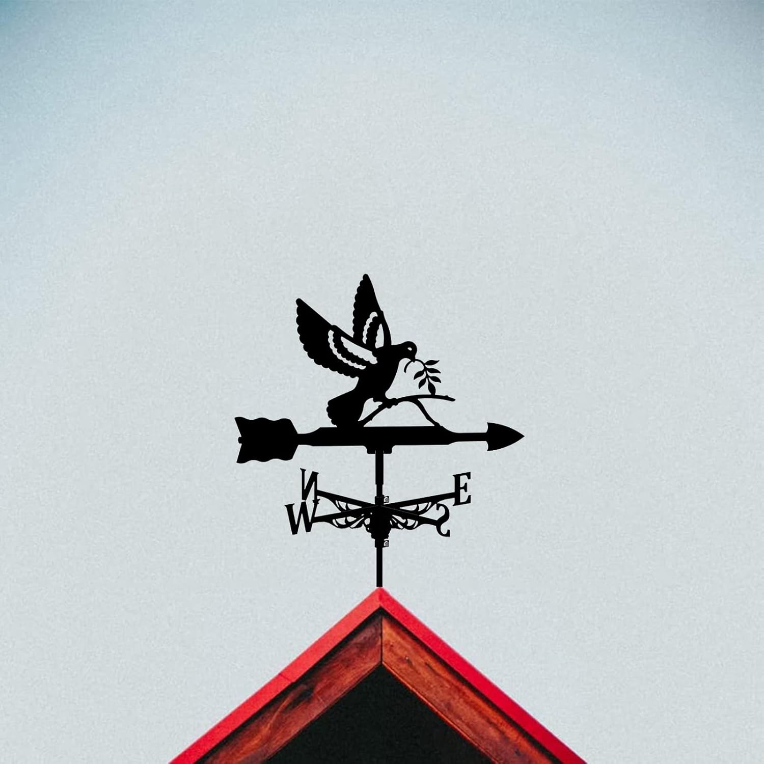 Weathervane,Animal Metal Weather Vane, Dove of Peace Weathervanes, Courtyard Decor Cast Iron Farm Wind Vane, Outdoor Wind Direction Indicators (Color : Style 1)