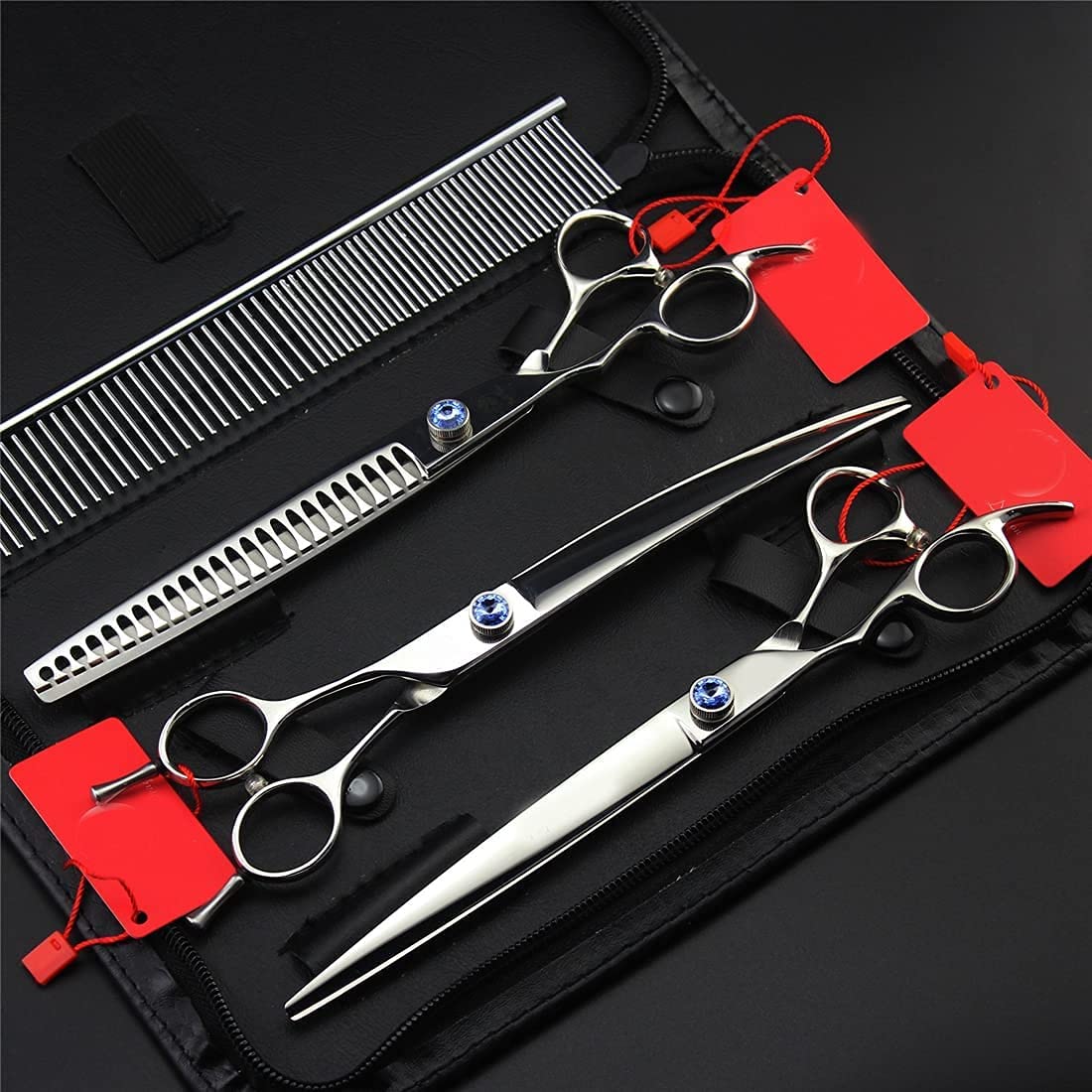 Tijeras para cortar el pelo, corte de pelo de 8,0 pulgadas, juego de aseo para mascotas para mano izquierda, peluquería canina de acero inoxidable 440C, para perros, gatos y otros animales, ligeras,