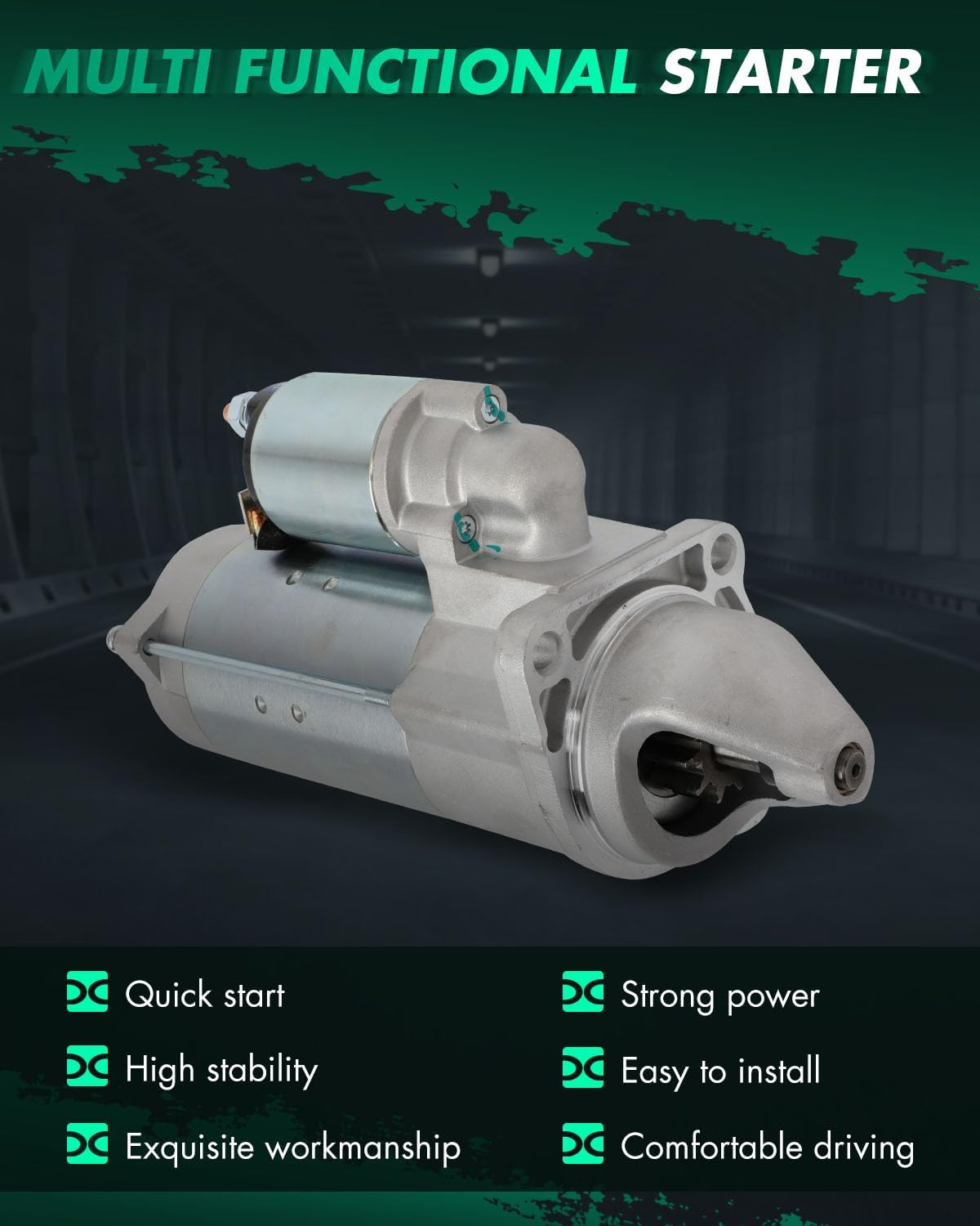 SCITOO Starter Motor fit for New Holland Ag & Industrial Backhoes B110 4.5l 4cyl 110hp 2006,for New Holland Ag & Industrial Backhoes B115 4.5l 4cyl 110hp 2006 Replacement Starter 18955