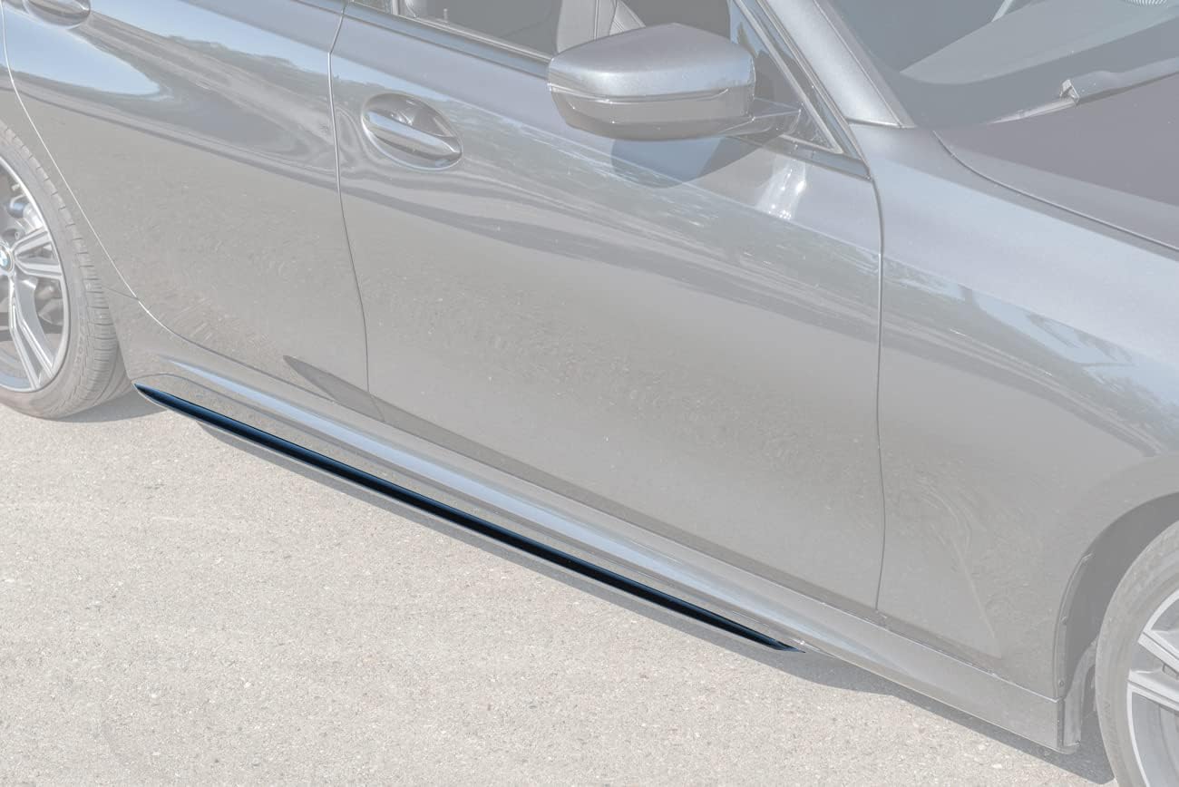 Replacement for 2019-Present BMW G20 G28 3-Series M-Sport | M-Performance Style ABS Plastic - Painted Glossy Black Side Skirts Rocker Panel Pair