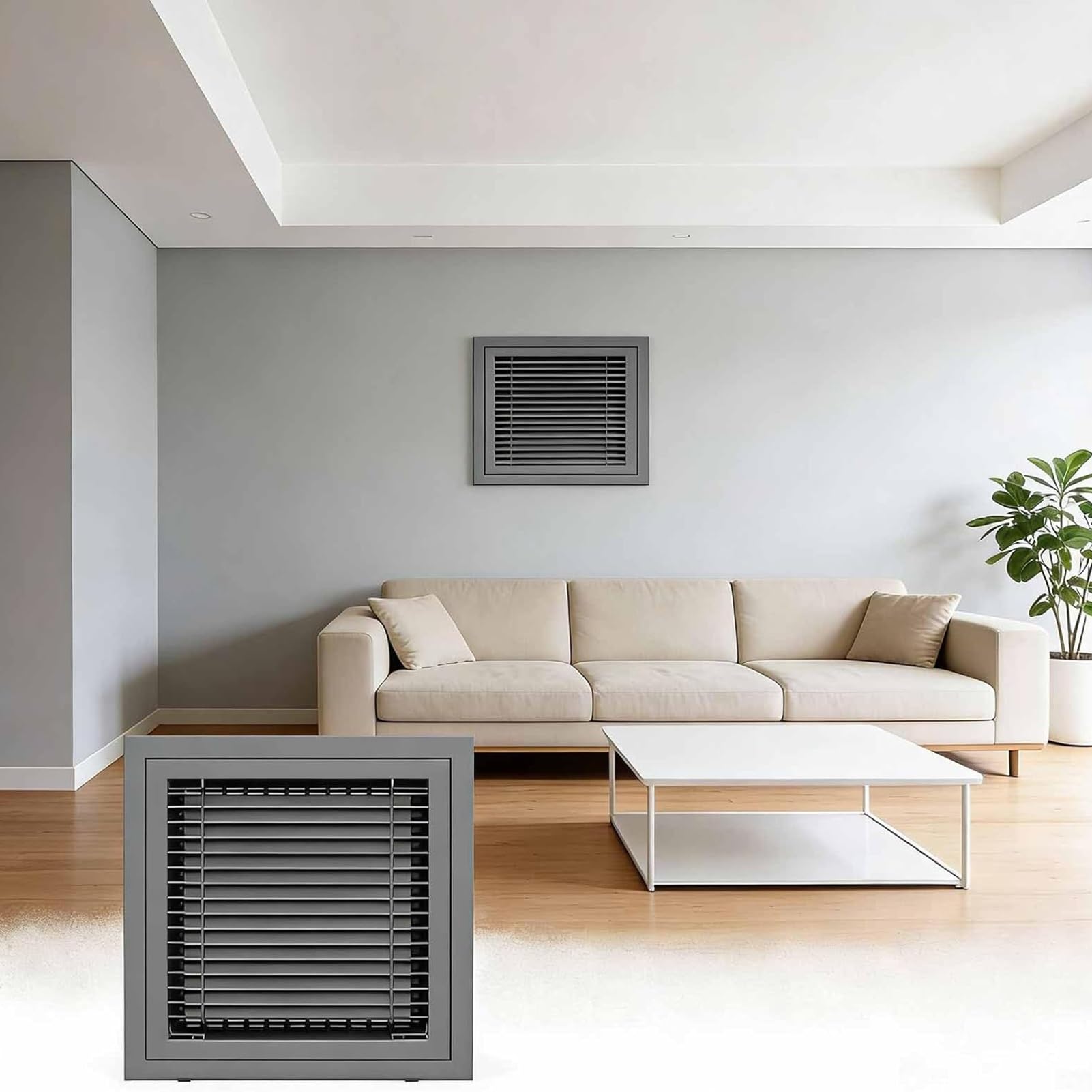 Copertura di ritorno dell'aria in acciaio grigio, 61 x 76,2 cm, faccia rimovibile per pareti laterali e soffitti, griglia AC efficiente per un'aspirazione ottimale dell'aria fredda, soluzione di