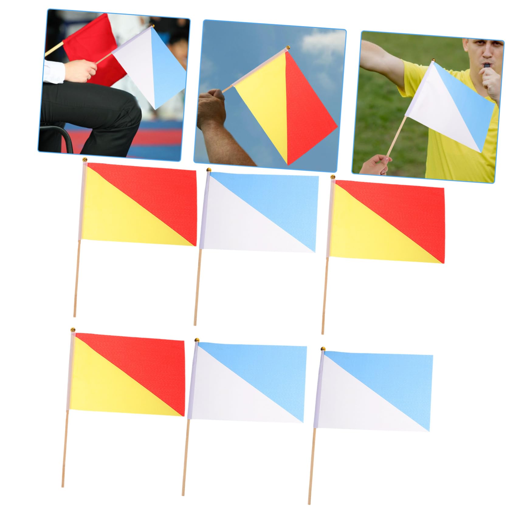 Toyvian 4 Sätze Teiliges Signalflaggen Mit Holzstangen Helle Farben Für Kommunikation Und Tragbar Für Ausbildung Und Koordination 6 Stück * 4