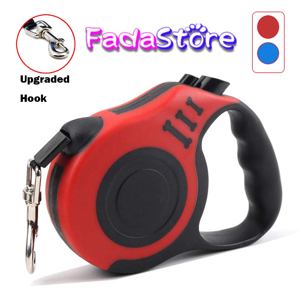 Red Retractable Dog Leash【$12.95→$7.99】 Upgraded 360° Tangle Free for Medium and Small Dogs or Cats,16ft (5m) Strong and Durable Nylon Woven Rope, One-Handed Brake and Anti-Slip Handle