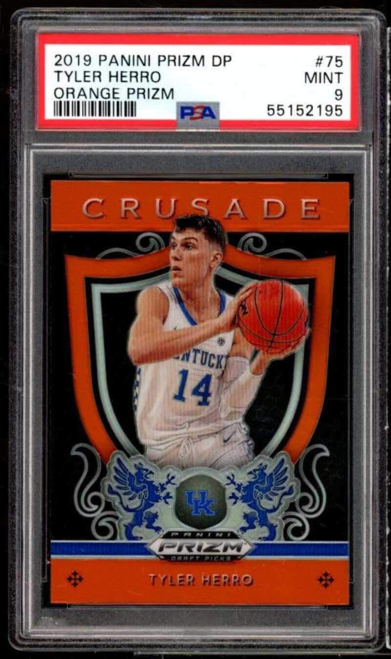 Tyler Herro Rookie Card 2019-20 Panini Prizm DP Orange Prizm #75 PSA 9 - Basketball Slabbed Rookie Cards