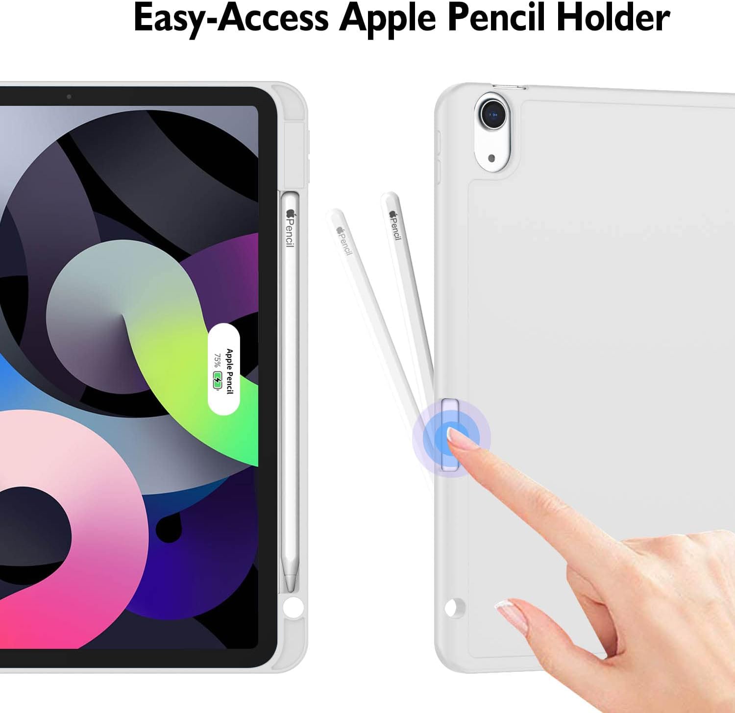 ZryXal iPad Air 11 Inch Case M4 2026/ M3 (2025)/ M2 (2024), iPad Air 5th (2022)/ 4th Generation (2020) 10.9 Inch - Smart Cover with Pencil Holder and Soft TPU Back, Auto Wake/Sleep(Light Gray)