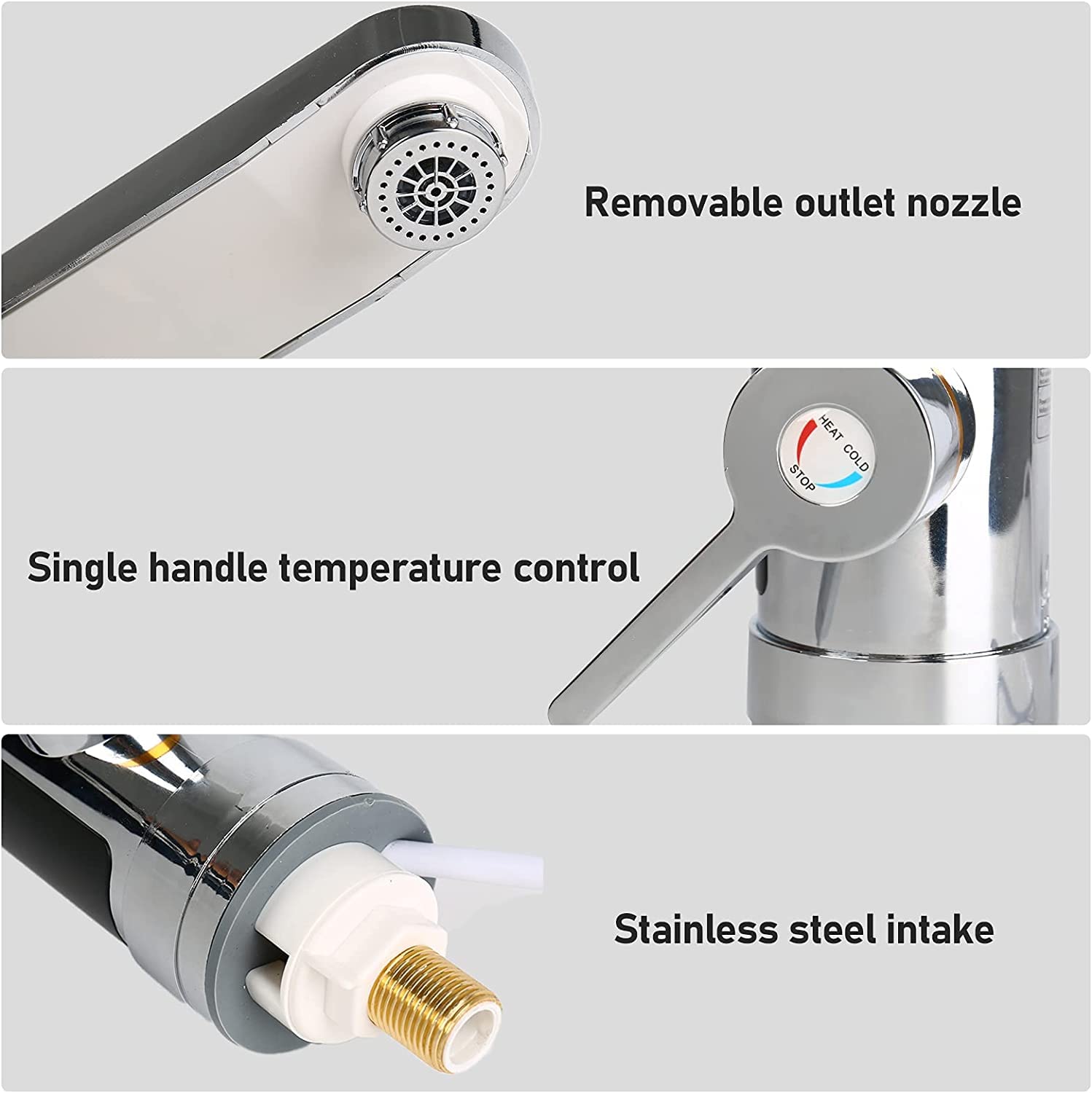 Rubinetto Elettrico Acqua Calda Istantaneo, 3200W Girevole 360° Rubinetto Scaldabagno Scalda Istantaneo con Display Digitale LED e Tubo Flessibile