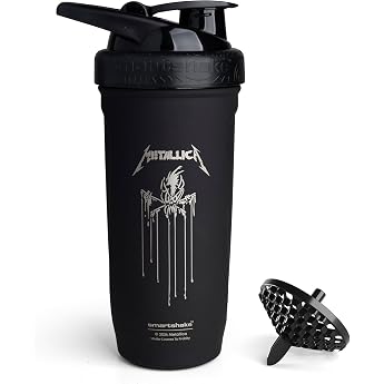 Smartshake Rockband Reforce Stainless Steel Protein Shaker Bottle 900 ml Leak-proof Screw Lid BPA-Free Non-Insulated Unisex Metallica Scary Guy Logo