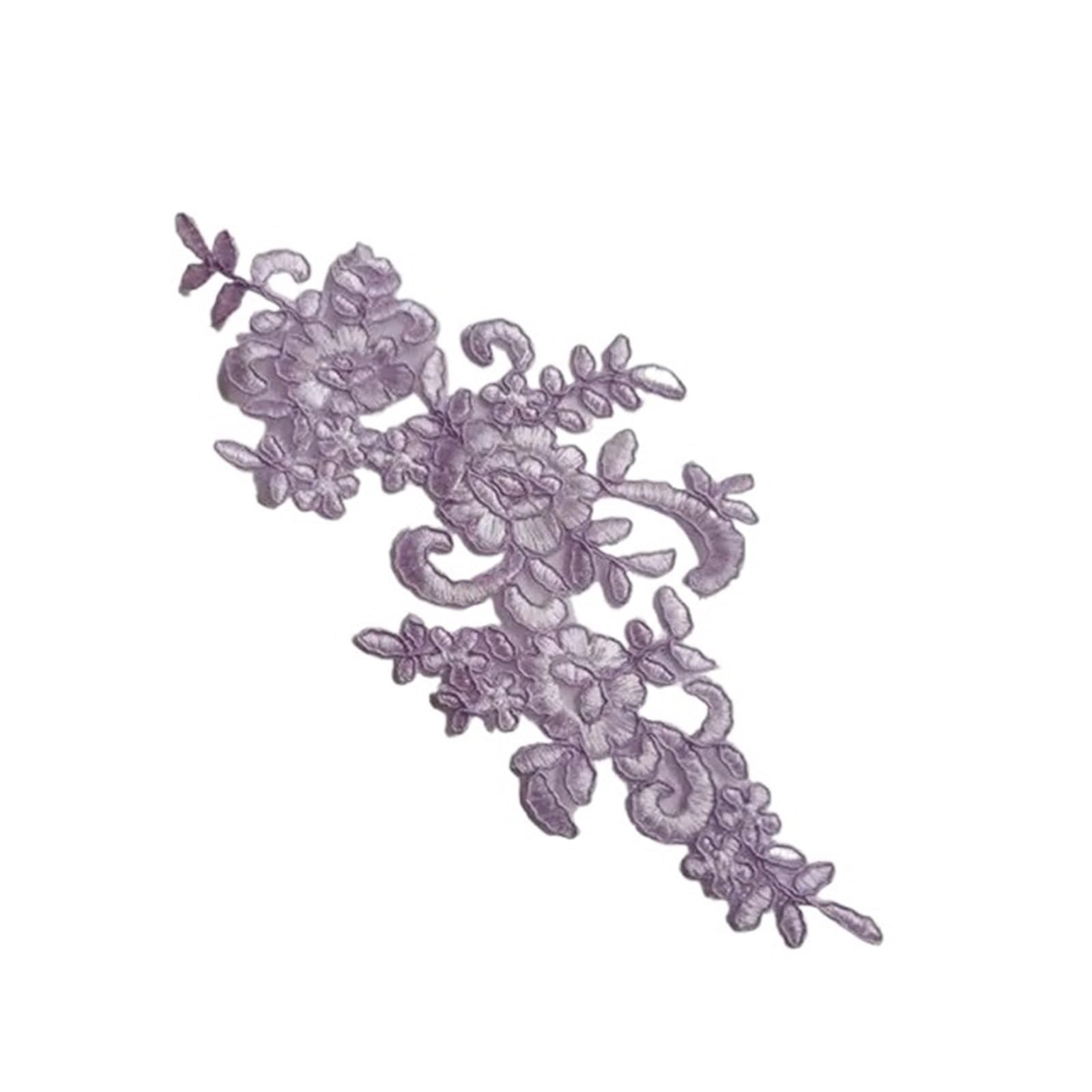 Applique de dentelle 3D pour un voile de mariée violet romantique au style bohème