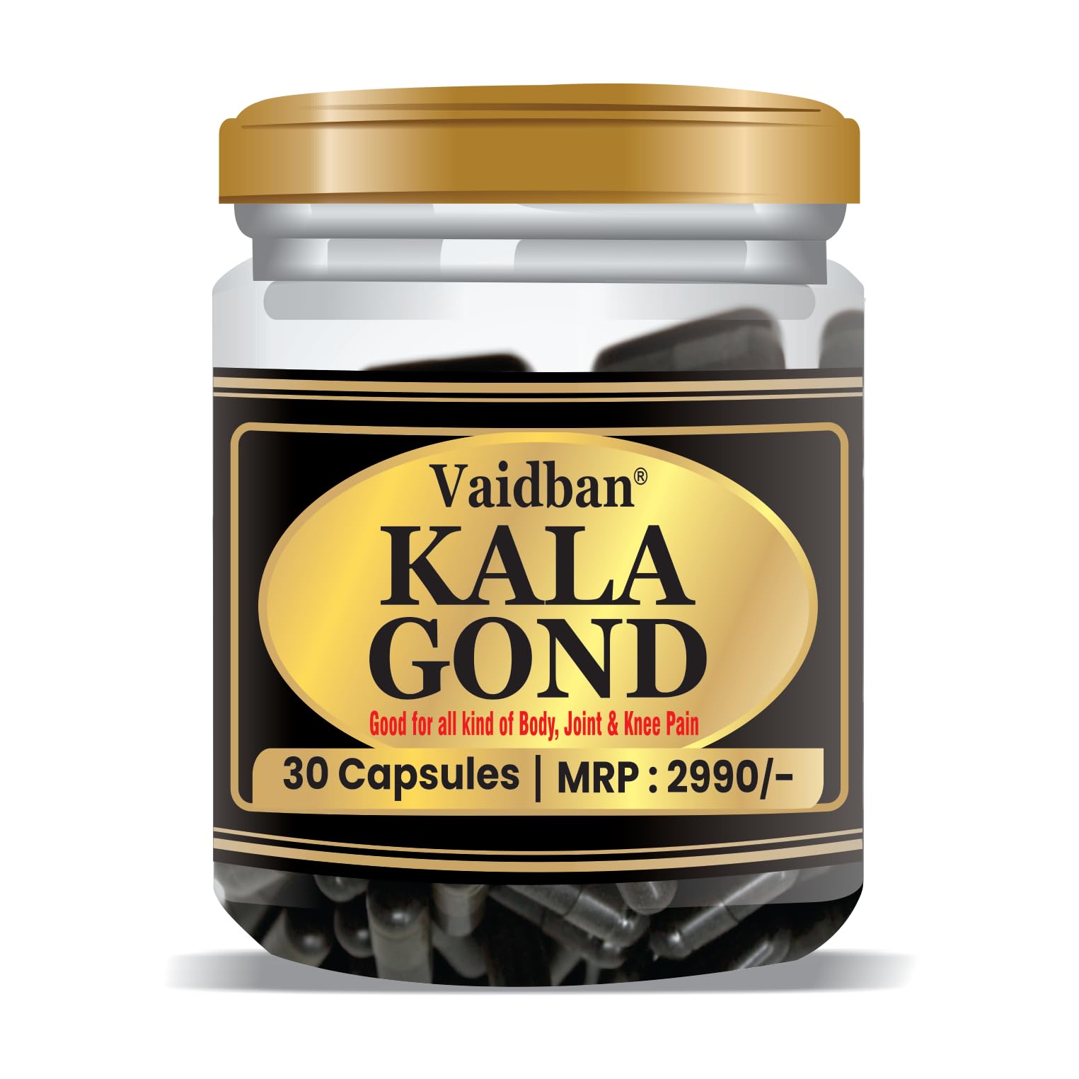 Vaidban Kala Gond Capsule - Instant Ayurvedic Pain Relief Capsule | Pack of 30 Capsule (B0BVWHPV6S) Amazon Price History, Amazon Price Tracker