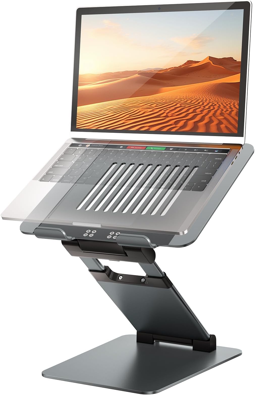 Sit to Stand Laptop Stand, Extra Tall Height Adjustable, Ergonomic Sitting to Standing Computer Stand, Create Healthy Posture, Reduce Neck Pain Riser Compatible with MacBook, All Laptops 10-17"- Gray