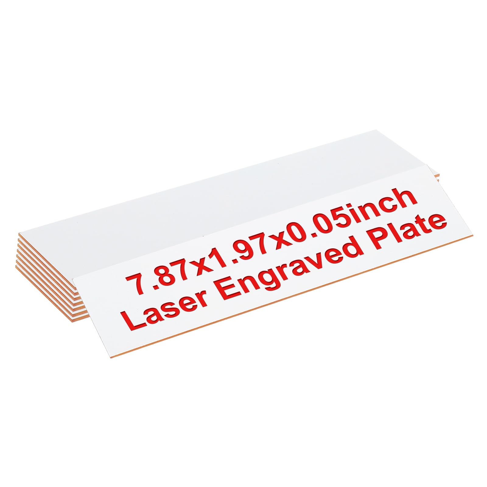 PATIKIL Blank Name Plates, 7.87x1.97" Engraved Name Plates Name Plate Personalized Custom Door Signs Desk Tags for Office Classroom, White with Red Letter, 8 Pcs
