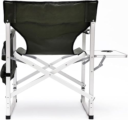 Miniatura 7 de Silla de campamento de gran tamaño con mesa auxiliar y bolsillo, portátil, ligera, plegable, silla de director para exteriores, para campamento,