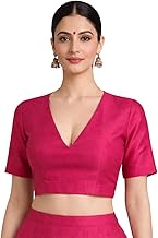Thevasa Women's Dupion Raw Silk Divine Depth Blouse