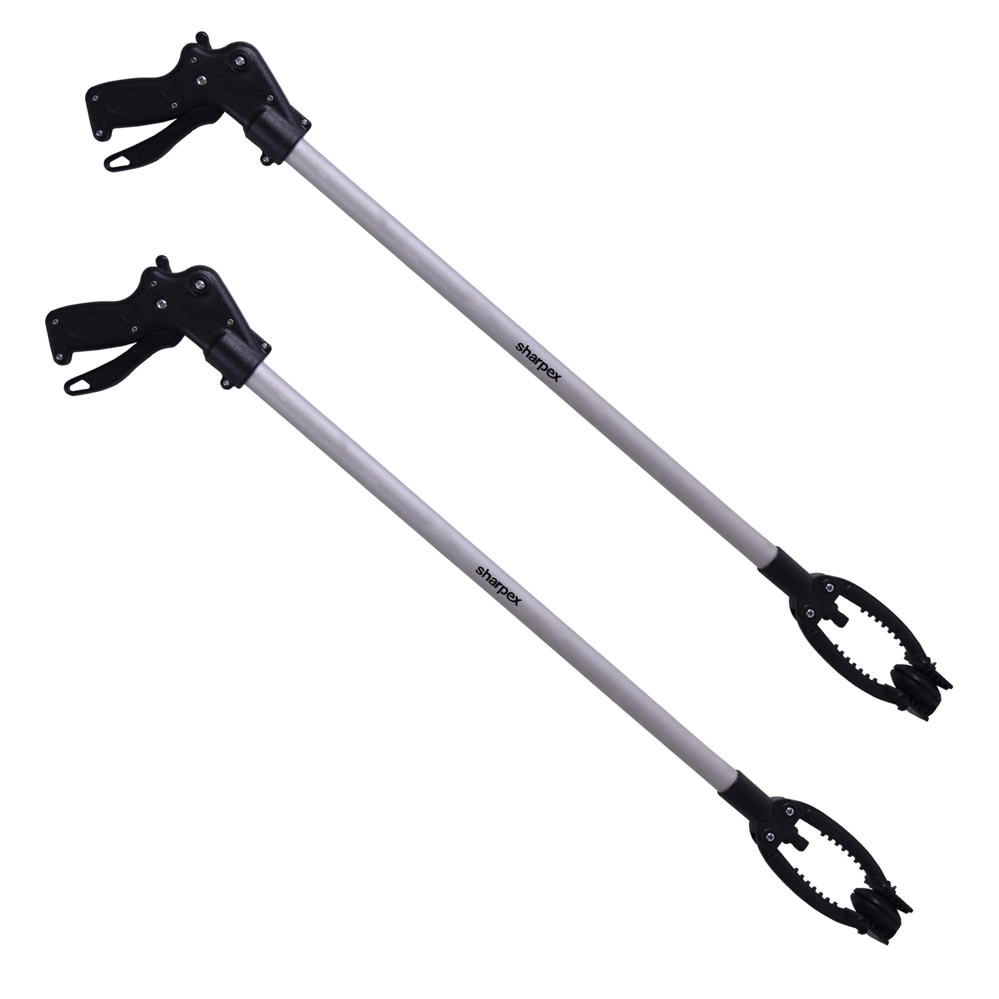 Sharpex 34-Inch Reacher Grabber Tool (Pack of 2), Lightweight Aluminum Long Arm Pickup Tool with Ergonomic Handle, Trash & Litter Picker, Mobility Aid Claw Reacher – Black