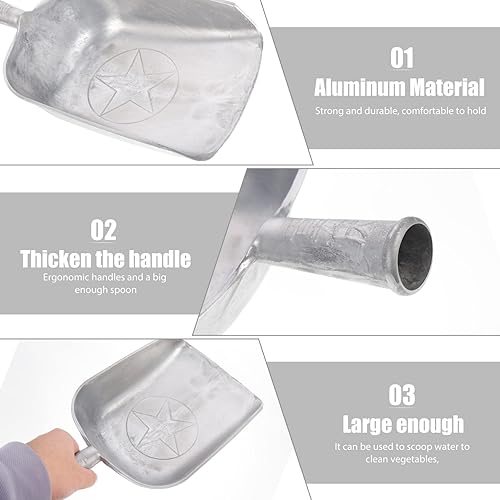 Miniatura 8 de Luxshiny Cuchara de aluminio con parte inferior plana para artículos secos, caramelos, harina de palomitas de maíz, bar de cocina, boda, fiesta, L