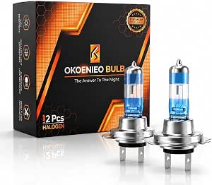 H7 Halogen Headlight Bulbs, 4000K Super White, 12V 55W High Performance Long Life Bulb for High/Low Beam, White Headlight Bulbs, Head Light Bulbs for Car, Plug&Play(Pack of 2)