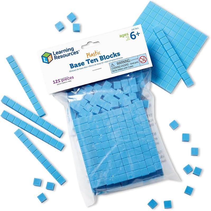 Learning Resources Base Ten Blocks Smart Pack | Math First Grade Games, School Supplies, 121 Pieces, Grades 1+, Ages 6+