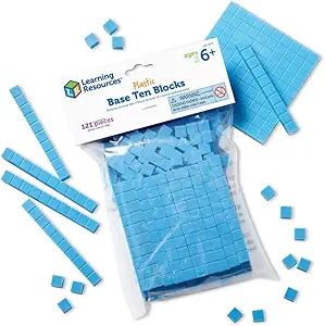 Learning Resources Base Ten Blocks Smart Pack - 121 Pieces, Ages 6+, Grades 1+, Math First Grade Games, School Supplies