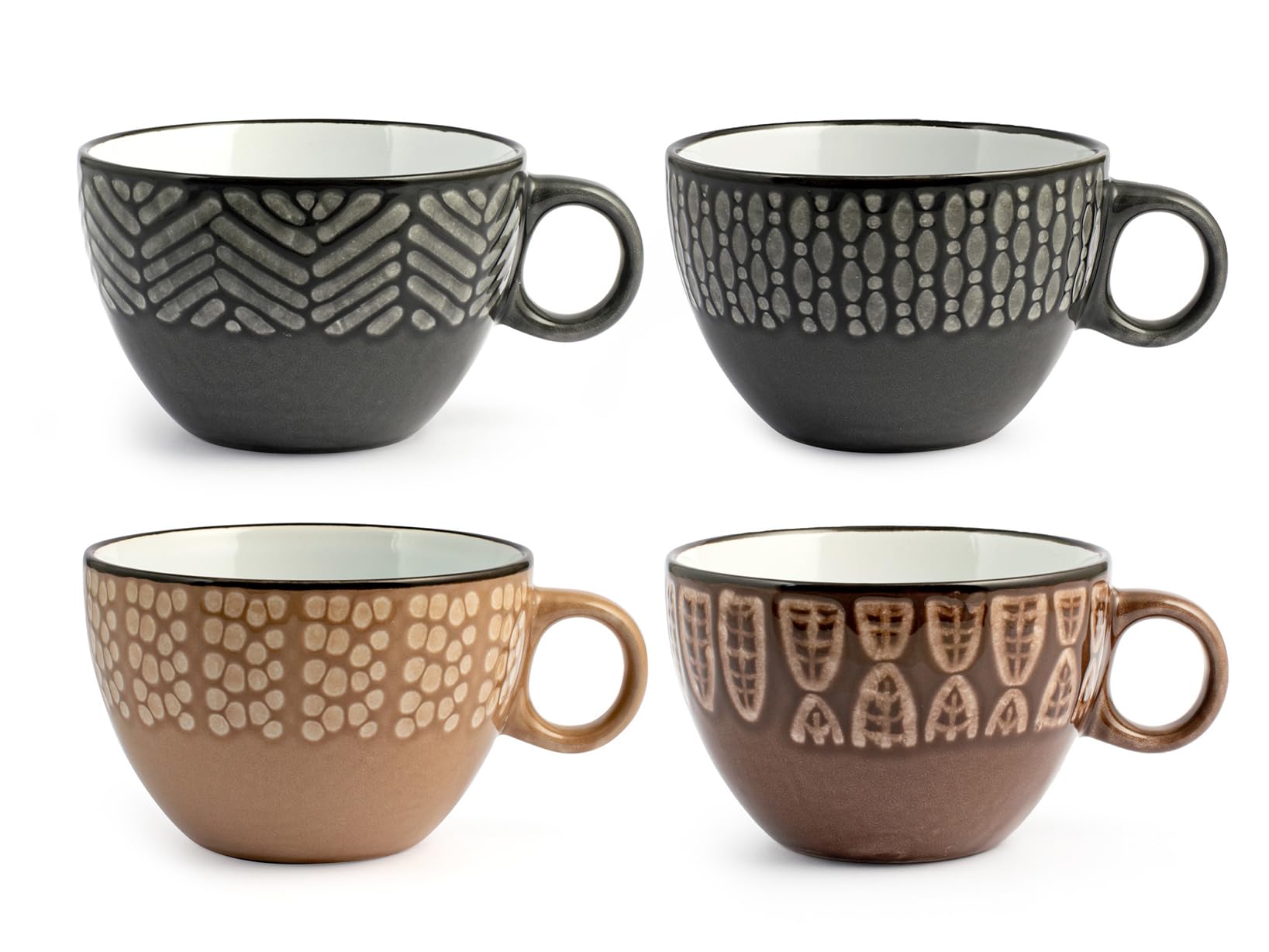 6 Assorted Stoneware Ethnic Jumbo Cups cc460